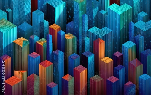 Geometric Colorful City Skyline Design