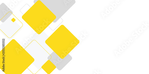 Creative white background featuring yellow and grey square shapes for business flyer and banner design.