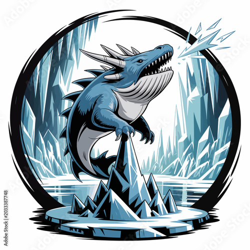 Принти на полотні Dinosaur Emerging from Ice Circle.