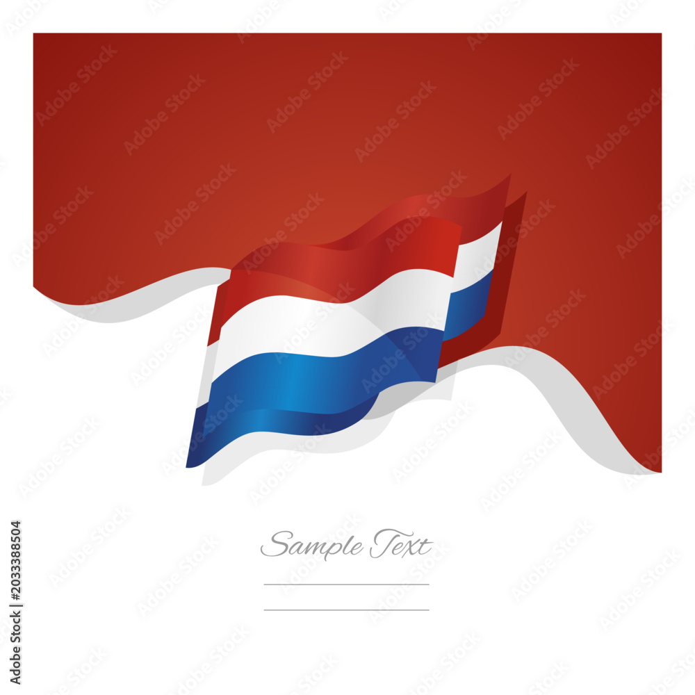 Fototapeta premium New modern abstract Netherlands wavy multiple flags. Dutch flag ribbon icon vector illustration isolated on red white background