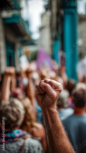 Political Rally in City Street