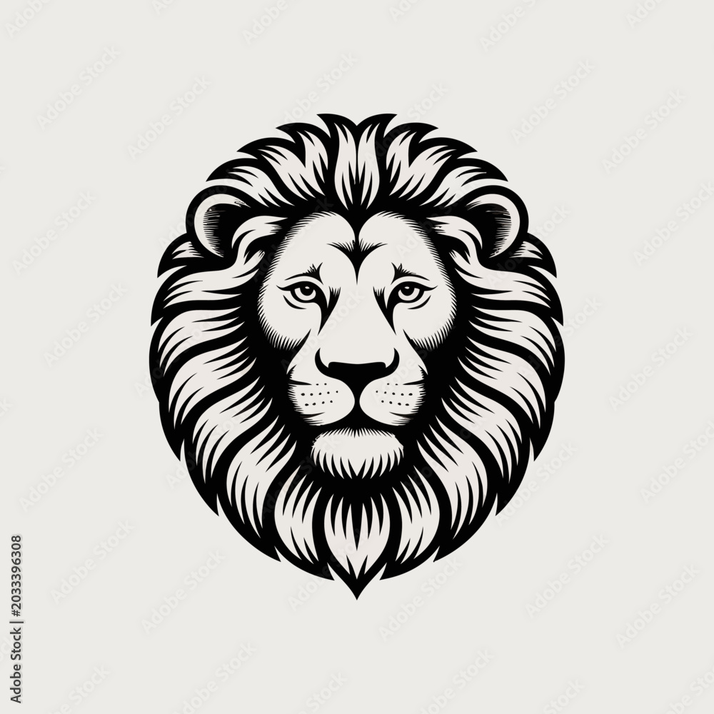 Fototapeta premium Black and white lion head portrait.