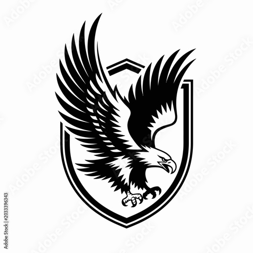 Foto Black eagle logo on shield symbol.