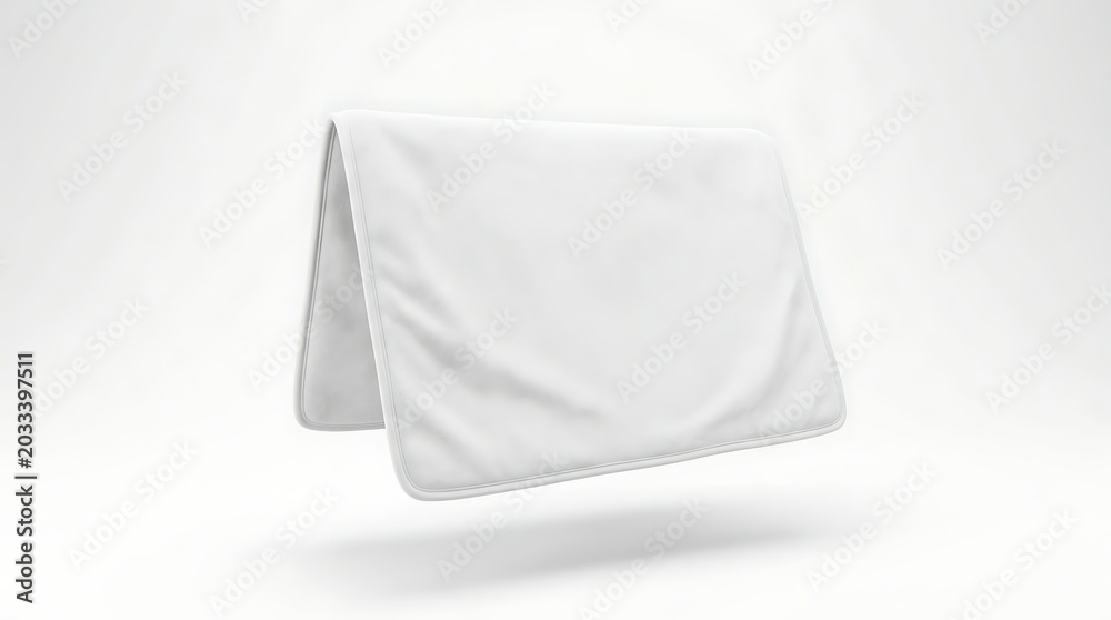 Naklejka premium Isolated folded white picnic mat or camping blanket mockup for branding design presentation with fabric texture