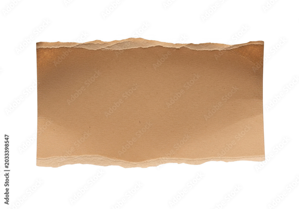 Fototapeta premium Rustic brown ripped paper strip with rough edges for notes isolated on transparent background
