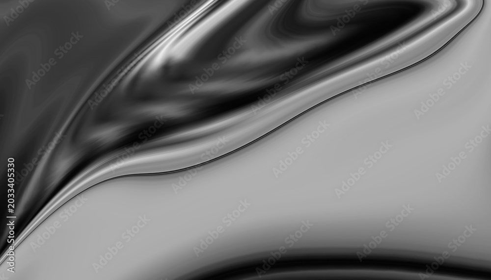 Fototapeta premium Dramatic monochrome abstract background with layered metallic strands, glossy reflective depth, and expressive black and silver motion.