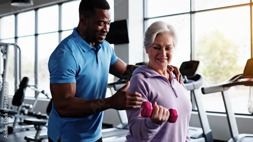 Senior woman gym workout.