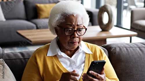 Senior woman shocked by phone.