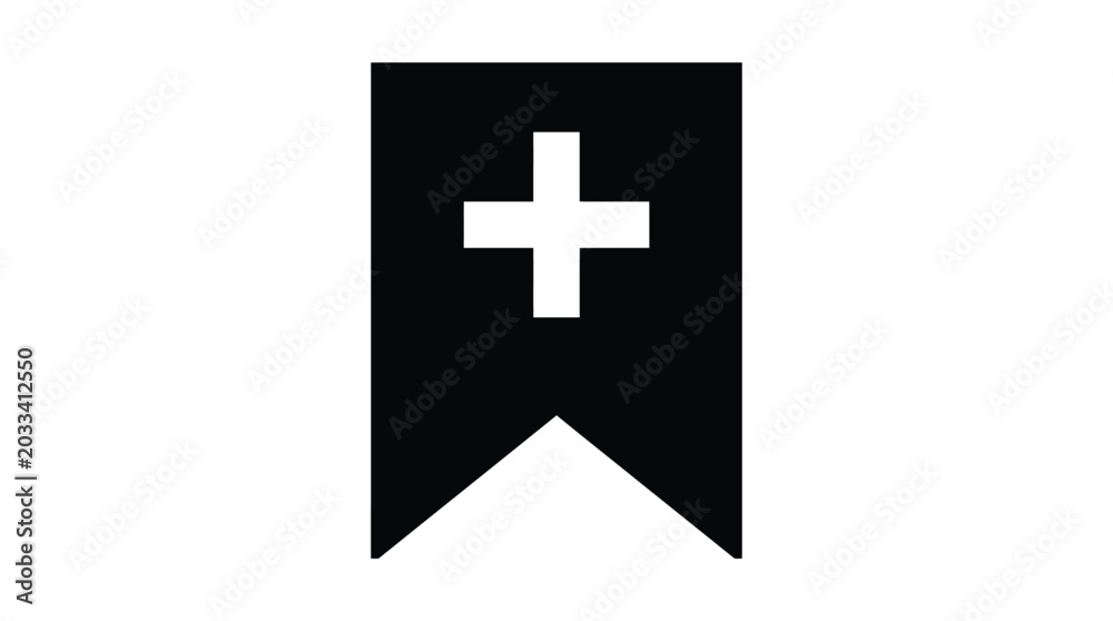 Fototapeta premium Bookmark icon with a plus sign for digital interface design elements