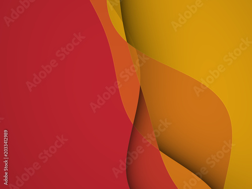 Red, orange, yellow paper layers. background with cutout paper effect, soft shadow