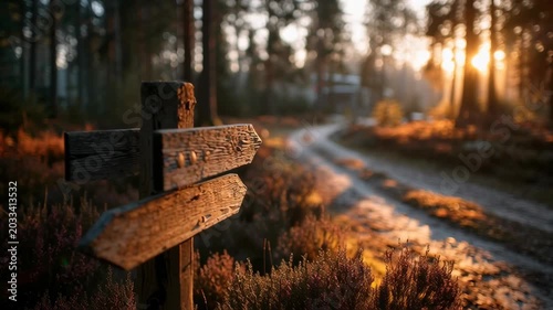 Enjoying the beauty of nature on a forest path during sunset as the light shines through trees