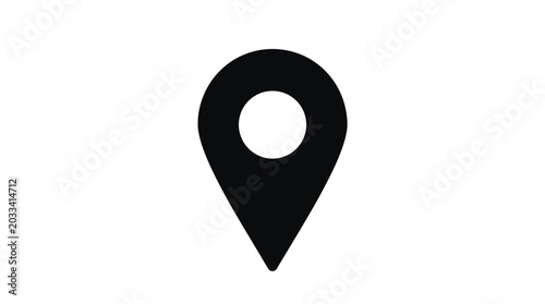 Simple black map pointer icon for navigation and location tracking