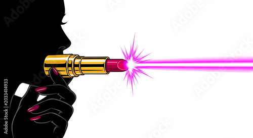 Woman Applying Lipstick Shoots Laser Beam from Tip