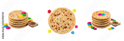 Obraz na płótnie Puran poli wheat flatbread specimen displaying structural culinary parameters, organic material chemical components, processing features within standard food science reference archive data logs