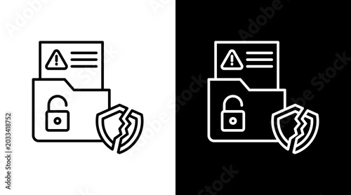 Bild auf Leinwand Data Breach Outline White Icon Set Design