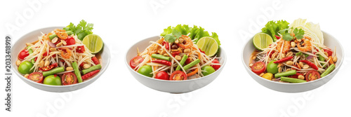 Papaya salad green raw vegetable specimen displaying structural culinary parameters, organic material chemical components, processing features within standard food science reference archive data log.