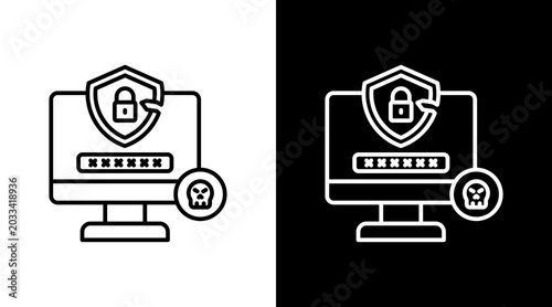 Schilderij op canvas Brute Force Outline White Icon Set Design