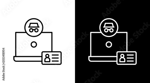 Fotografie Identity Theft Outline White Icon Set Design