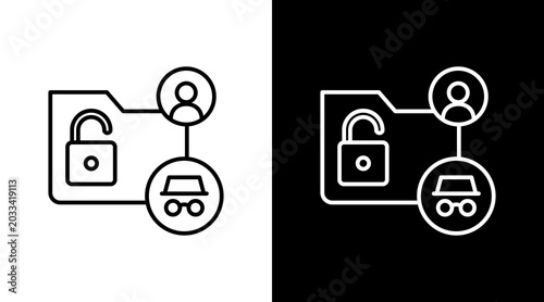 Tableau sur toile Data Theft Outline White Icon Set Design