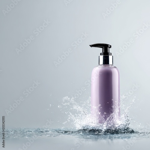 Refreshing Lavender Liquid Soap Dispenser in Water Splash mock-up image