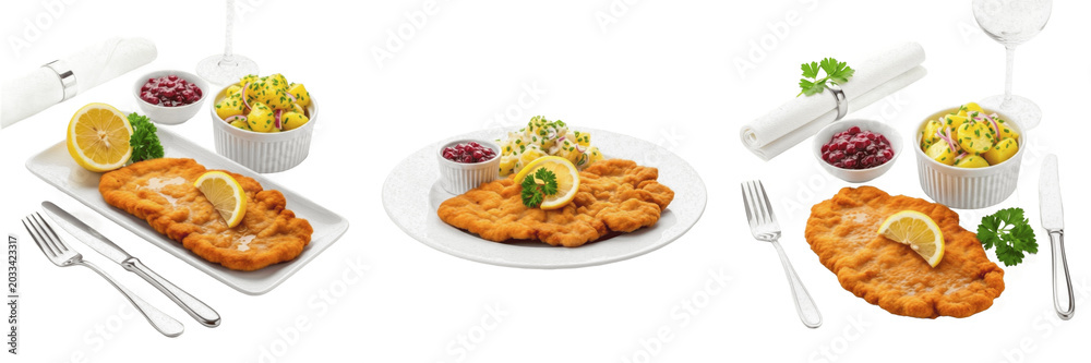 Foto Schnitzel fried meat dish food specimen displaying structural culinary parameter