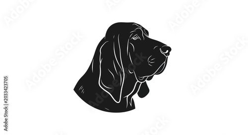 Obraz na plátne Bloodhound Dog Head Silhouette Vector Art