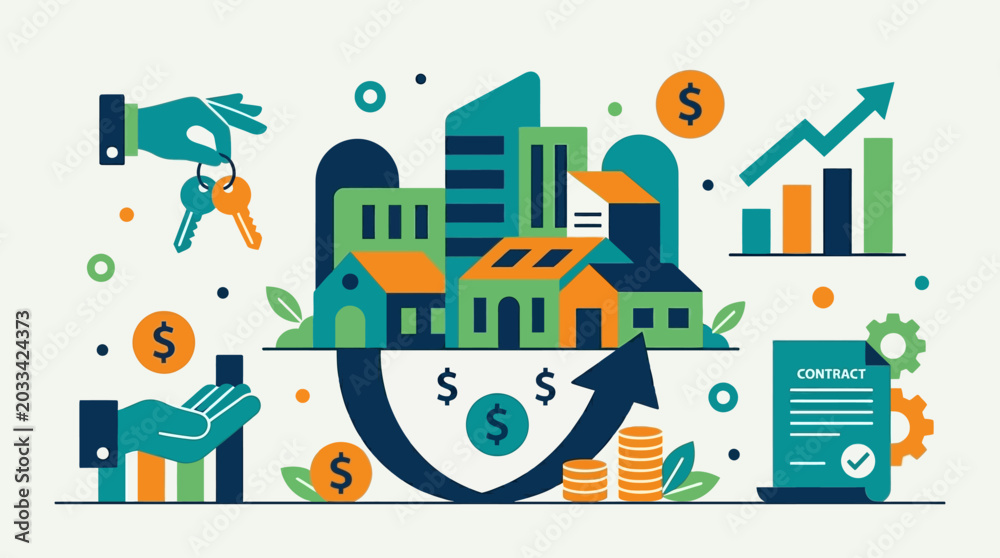 Fototapeta premium Business Finance Economy Growth Concept.
