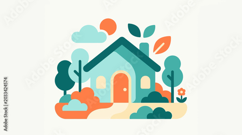 Foto Colorful illustration of a house.
