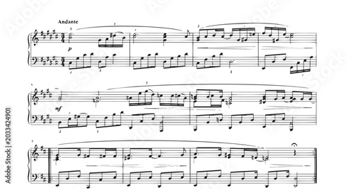 Fotografia Classical Piano Sheet Music Elegant Composition of Musical Notes