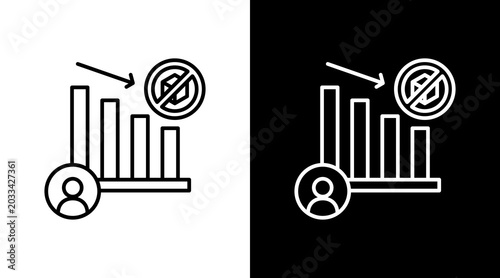 Bild auf Leinwand Churn Rate Outline White Icon Set Design