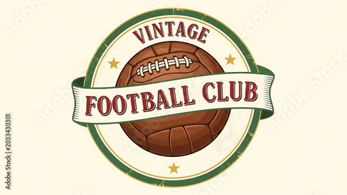 Vintage football club logo with a classic leather soccer ball