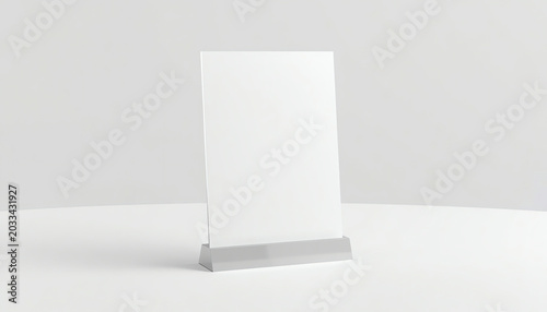 Mock up Menu frame standing on wood table in Bar restaurant cafe. space for text 
