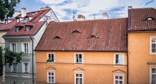 Colorful Historic Rooftops in City