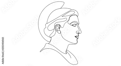 Photos Minimalist Line Art of a Greek Warrior Helmeted Head Profile