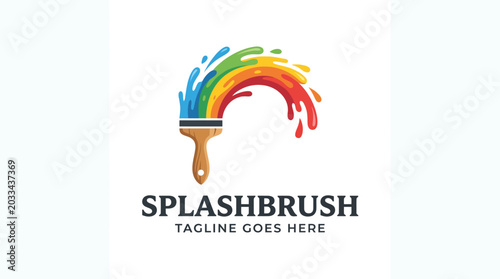 Splash Brush logo with a paintbrush creating a vibrant rainbow arc.
