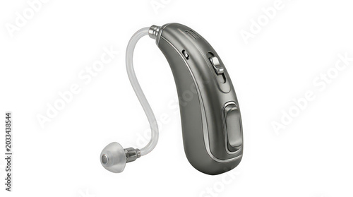 Realistic 3D Digital Hearing Aid Device PNG Isolated for Audiology, Hearing Support, Medical Technology, and Healthcare Design