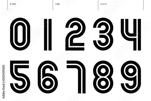 線の0から9までの数字のセット_039