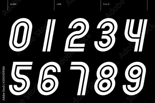 線の0から9までの数字のセット_040