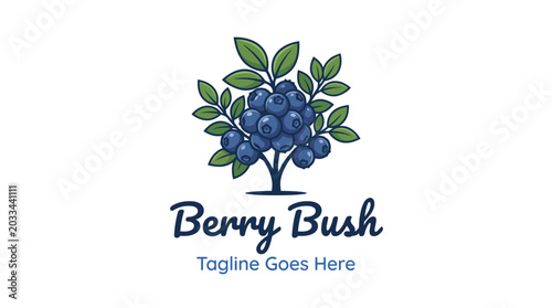 Tableau sur toile fresh natural logo depicting a cluster of ripe blueberries on a leafy stem