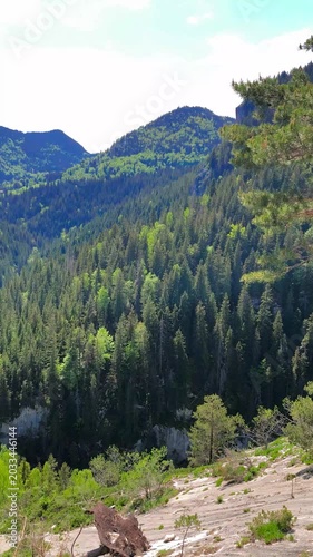 Filming in the Bicaz Gorges - Hasmas National Park in Romania, seen from above