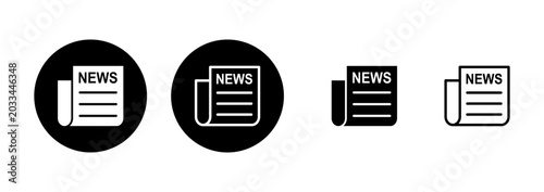 Foto Newspaper icon logo design. news paper sign and symbolign