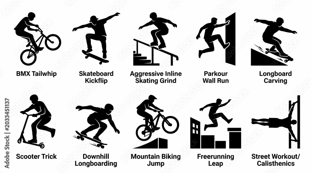 Naklejka premium Vector illustration of extreme sports icons