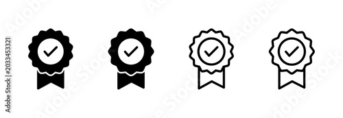 Approved icon symbol for apps and websites. Certified Medal Icon