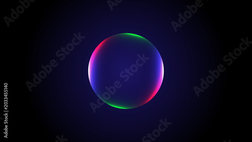 Fotografie Two glowing spheres rest upon dark surfaces
