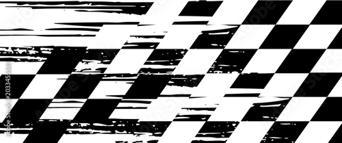 Rectangle frame with checkered print on borders. Rectangular vignette with checkerboard, race flag or chess game pattern isolated on white background.
