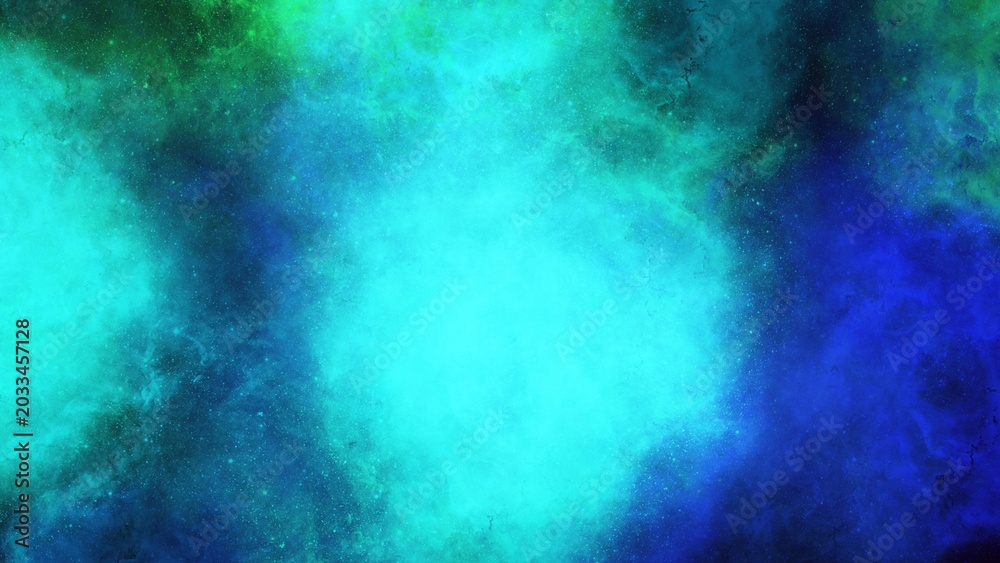Fototapeta premium Vivid turquoise, cyan and deep blue smoke formation with bright glowing center. Highly energetic and colorful abstract explosion
