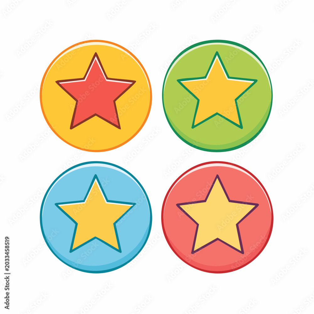 Obraz premium Four Star Icons in Circles
