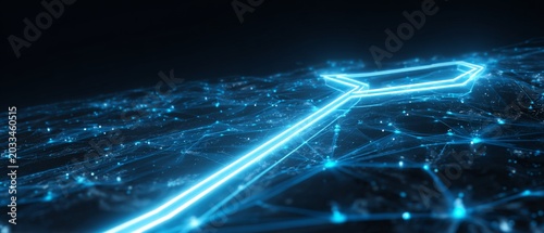 Technology network supply chain logistics digital arrow path data flow abstract futuristic blue glow connection system