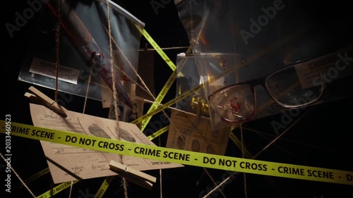 Crime Scene Investigation Evidence Wall Documentary Style Dolly Shot