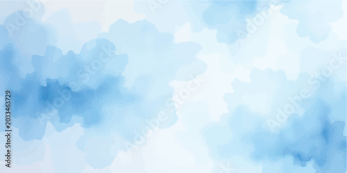 Fotografie Abstract blue watercolor texture with soft blended clouds and shapes watercolor